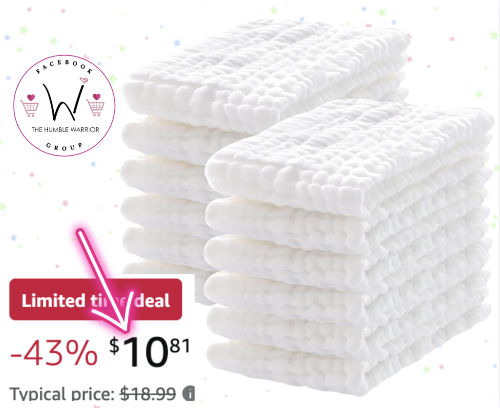 12-pack of 100% cotton muslin cloths!